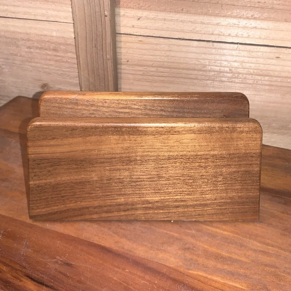Vintage Laser Craft Carved Walnut  Wood Letter Holder Pelican Harbor Made in USA